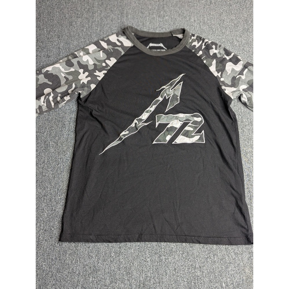 Metallica 72 Seasons Camo Raglan Long Sleeve T-Shirt Mens Medium‎ Black Gray